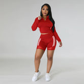 Casual Long Sleeved Topable Bum Lift Shorts Casual Suit